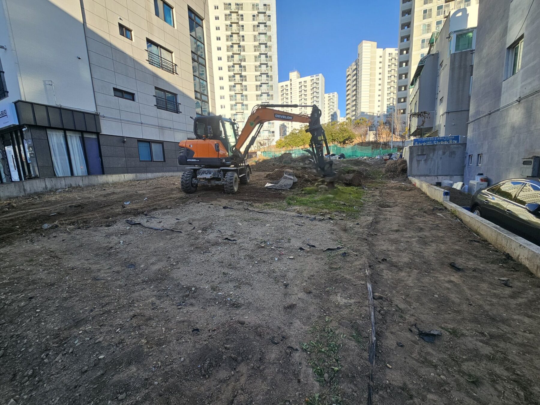 부산 기장군 협소부지 외부토목 시공 전 현장