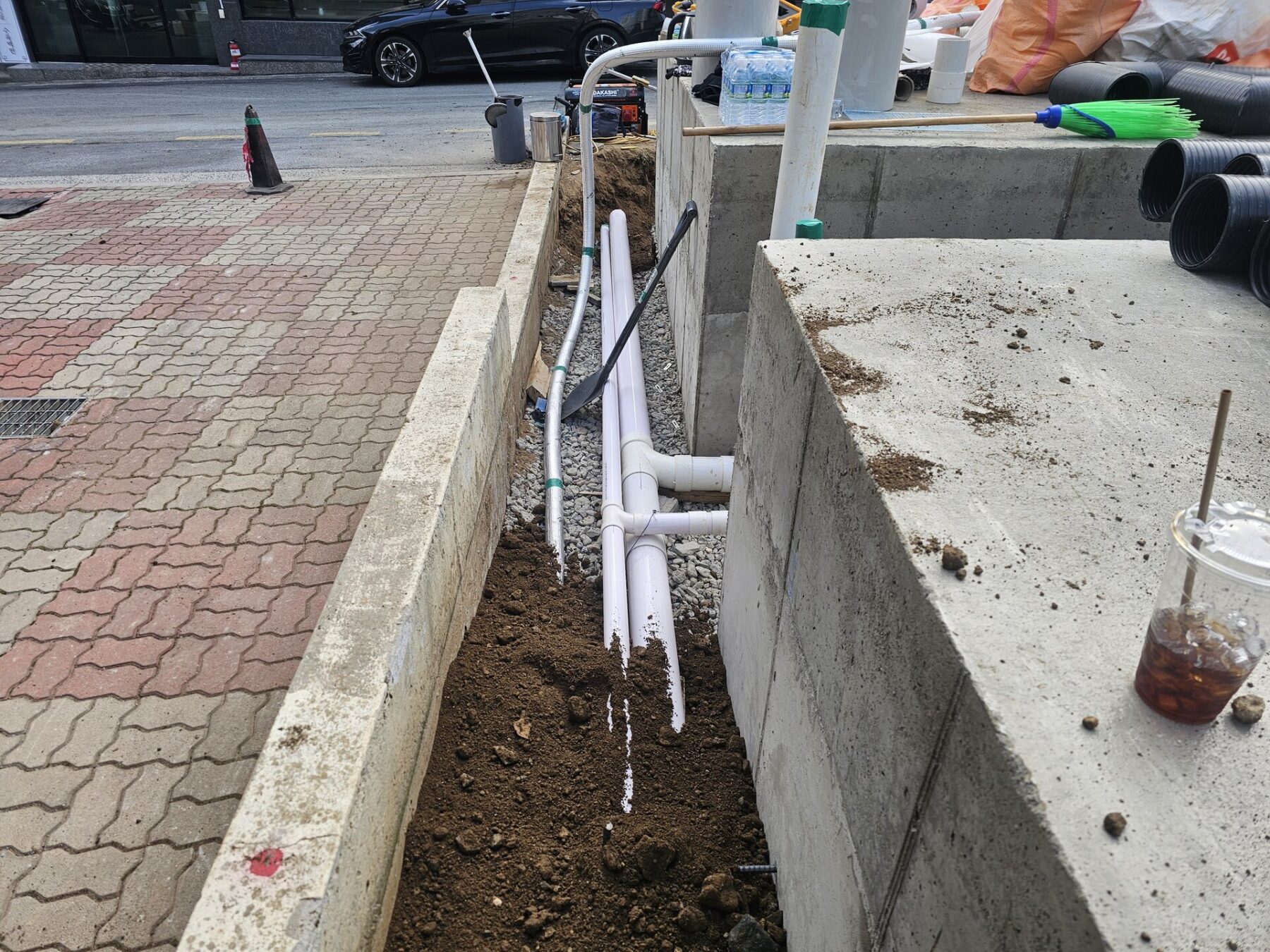 부산 기장 도로 인접부 우수 오수 관로 연결